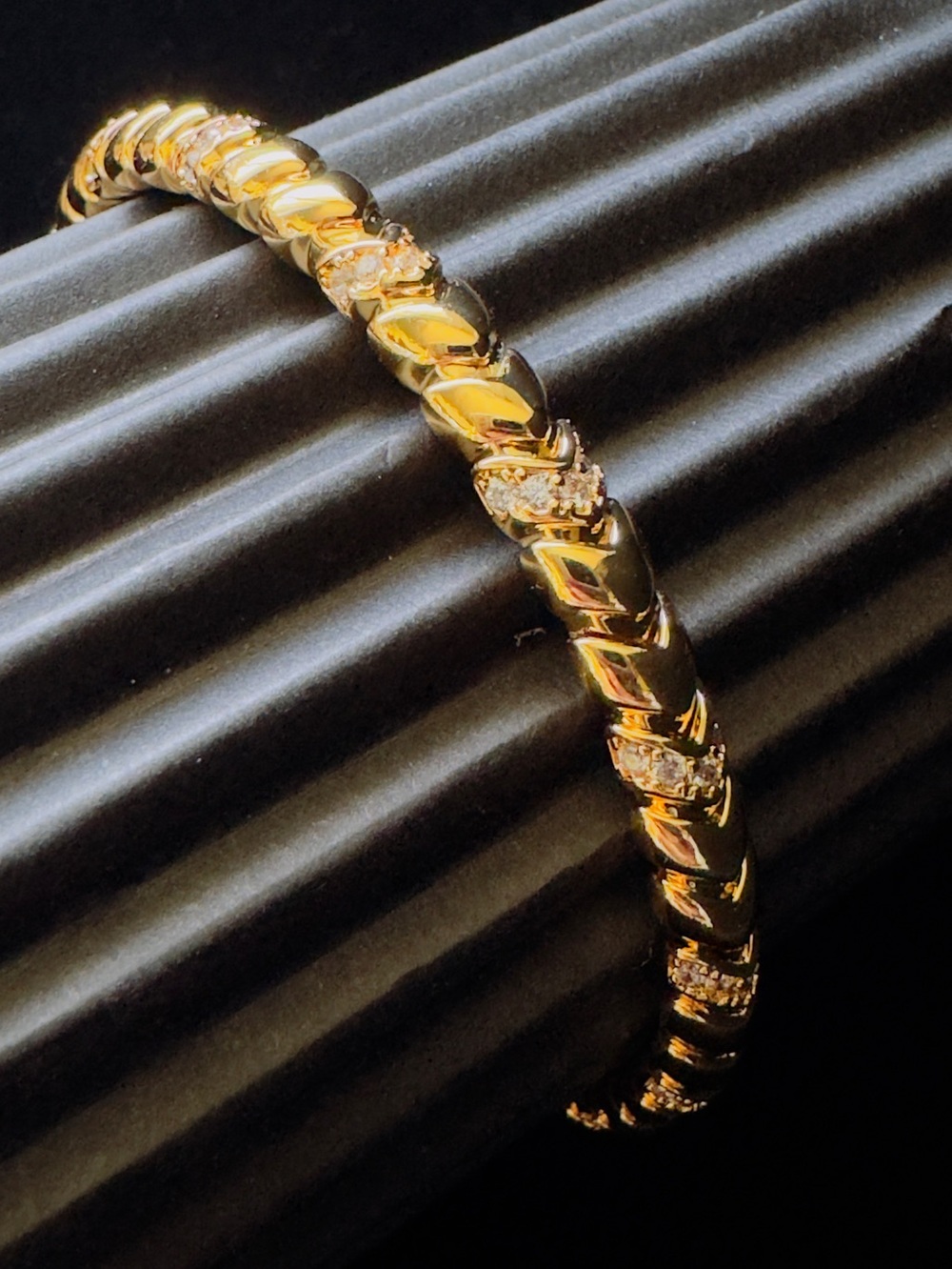 Gold-Tone Women's Link Bracelet with Crystal Accents